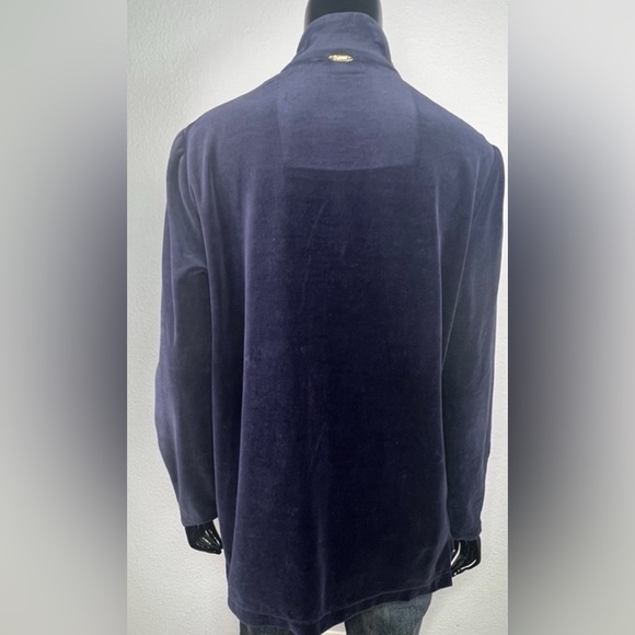 St John Sport Dark Blue Velour Cotton Blend 1/4 Zip Pullover GUC - Picture 2 of 8
